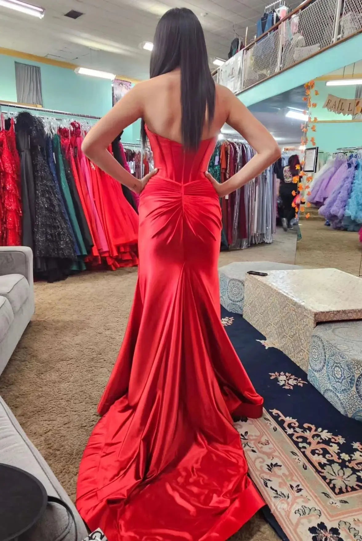 Elegant Mermaid Satin Prom Dresses 2025 with Slit & Pleated Crossed Bodice – FD5041 - Viniodressprom dressesRedCustom Size - Formal Dresses - Ball Gowns