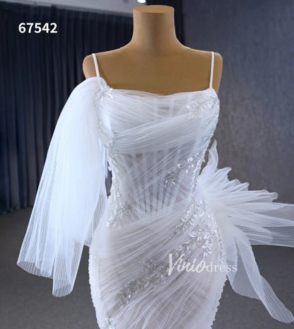 Elegant Mermaid Wedding Dresses Spaghetti Strap Bridal Dress 67542-wedding dresses 2025 -Viniodress-White-Custom Size-