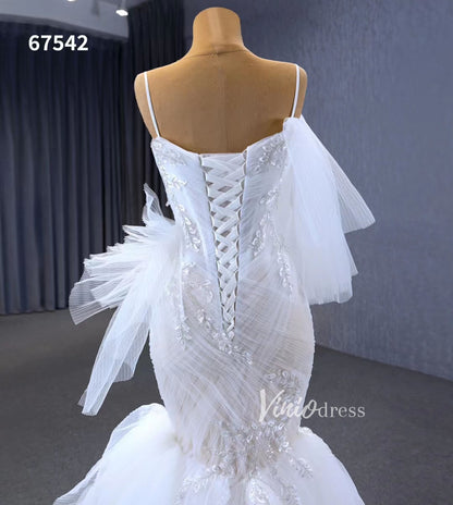 Elegant Mermaid Wedding Dresses Spaghetti Strap Bridal Dress 67542-wedding dresses 2025 -Viniodress-White-Custom Size-