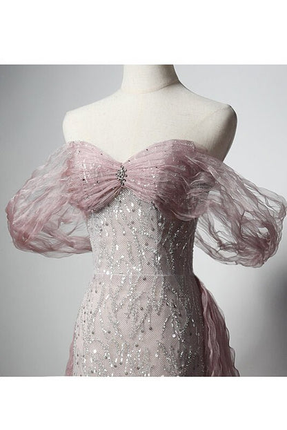 Elegant Pink Beaded Prom Dresses with Pleated Overskirt AD1018-prom dresses 2025 -Viniodress-Pink-Custom Size-