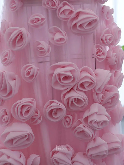 Elegant Pink Rose Prom Dresses Flower Blossom Sheath Formal Dress Strapless BD037-prom dresses 2025 -Viniodress-Pink-US 2-