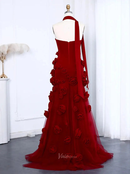 Elegant Pink Rose Prom Dresses Flower Blossom Sheath Formal Dress Strapless BD037-prom dresses 2025 -Viniodress-Pink-US 2-