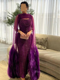 prom dresses 2025 Elegant Purple Prom Dresses Cape Sleeve Beaded Formal Dresses BD017-plus size wedding dresses Viniodress-Purple-US 2-