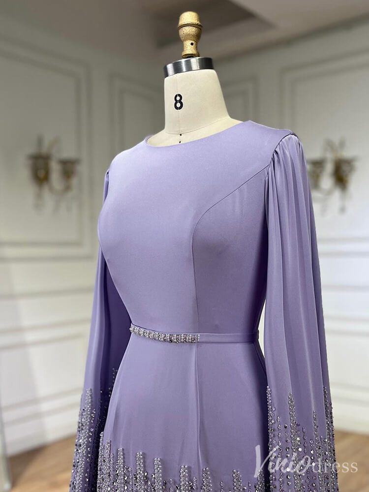 Elegant Ruffled Cape Sleeve Wedding Dresses Beaded Evening Dress 20215-Evening Dresses 2025 -Viniodress-Pink-US 2-