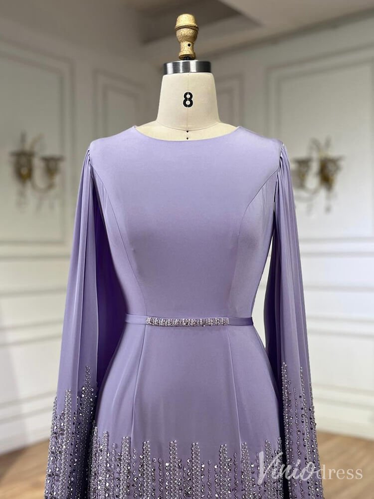 Elegant Ruffled Cape Sleeve Wedding Dresses Beaded Evening Dress 20215-Evening Dresses 2025 -Viniodress-Pink-US 2-