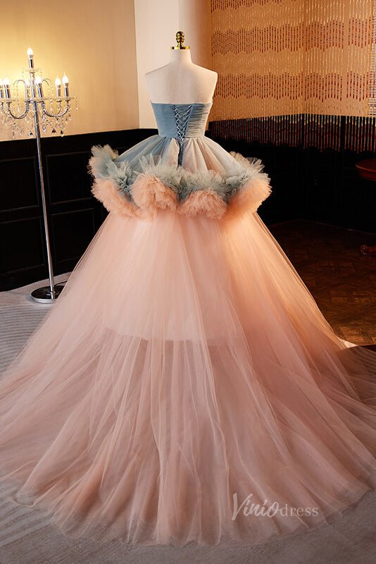 Elegant Ruffled Quinceanera Dresses Strapless Pleated Ball Gown AD1066-Quinceanera Dresses 2025 -Viniodress-Pink-Custom Size-