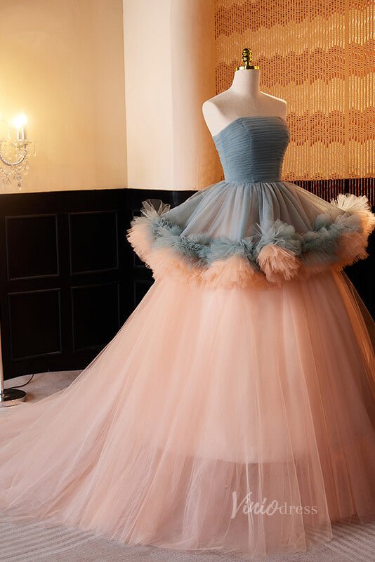 Elegant Ruffled Quinceanera Dresses Strapless Pleated Ball Gown AD1066-Quinceanera Dresses 2025 -Viniodress-Pink-Custom Size-