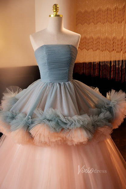 Elegant Ruffled Quinceanera Dresses Strapless Pleated Ball Gown AD1066-Quinceanera Dresses 2025 -Viniodress-Pink-Custom Size-