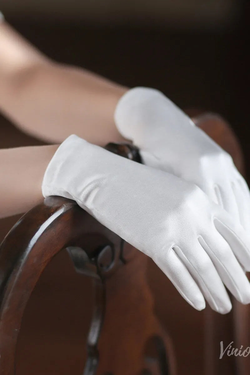 Elegant Satin Bridal Gloves – Short Classic Wedding Gloves for Women WG066-Bridal Gloves 2026-Viniodress-Ivory-