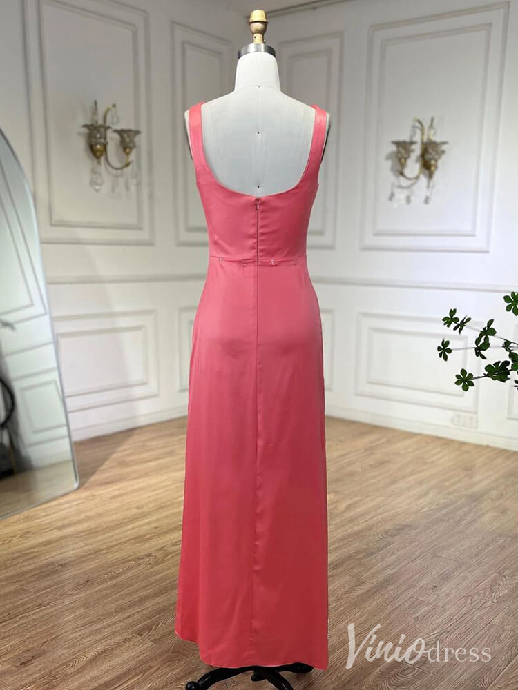 Elegant Satin Mermaid Prom Dresses Attachable Train Mother of the Bride Dress AD1255-Evening Dresses 2025 -Viniodress-Pink-US 2-