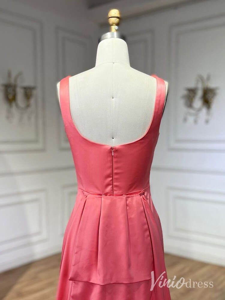 Elegant Satin Mermaid Prom Dresses Attachable Train Mother of the Bride Dress AD1255-Evening Dresses 2025 -Viniodress-Pink-US 2-