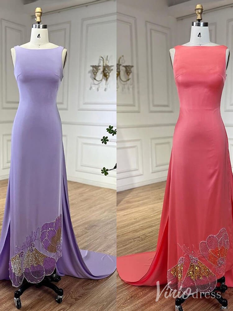 Elegant Satin Mermaid Prom Dresses Attachable Train Mother of the Bride Dress AD1255-Evening Dresses 2025 -Viniodress-Pink-US 2-