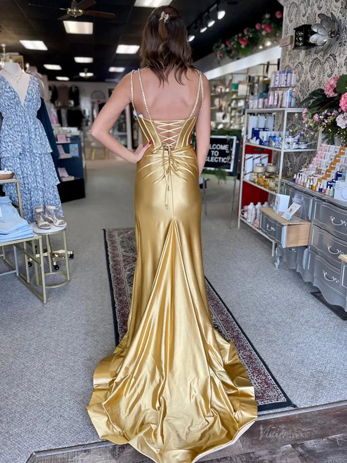 Elegant Satin Prom Dresses 2025 with Spaghetti Strap & Slit – FD5022-prom dresses 2025 -Viniodress-Custom Colors-Custom Size-