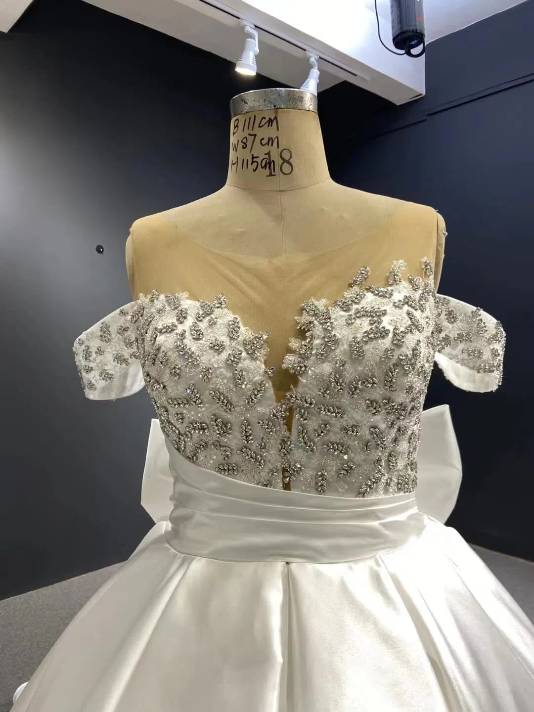 Elegant Satin Wedding Gown with Bow on Back 67412-wedding dresses 2025 -Viniodress-Ivory-Custom Size-