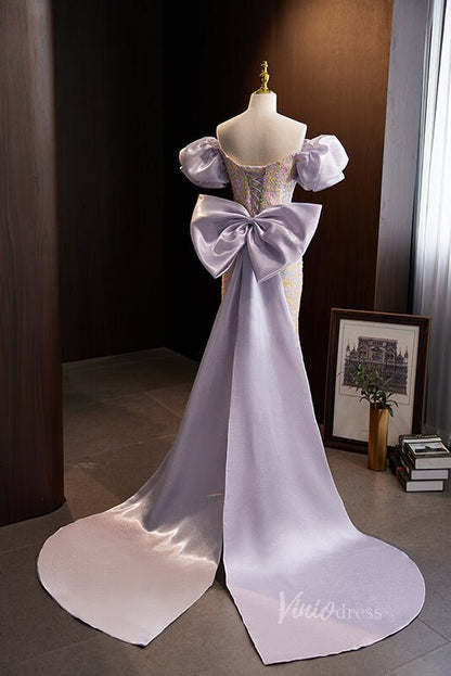 Elegant Sequin Mermaid Prom Dresses Off the Shoulder Evening Dress AD1105-prom dresses 2025 -Viniodress-As Picture-Custom Size-