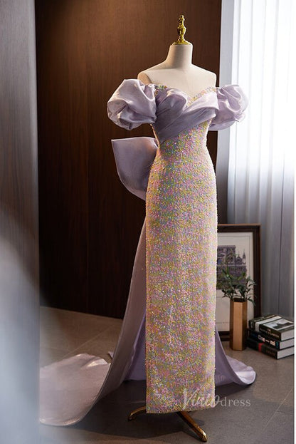 Elegant Sequin Mermaid Prom Dresses Off the Shoulder Evening Dress AD1105-prom dresses 2025 -Viniodress-As Picture-Custom Size-