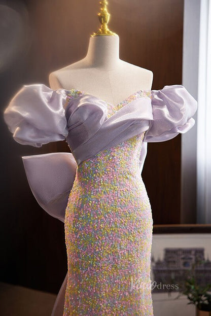 Elegant Sequin Mermaid Prom Dresses Off the Shoulder Evening Dress AD1105-prom dresses 2025 -Viniodress-As Picture-Custom Size-