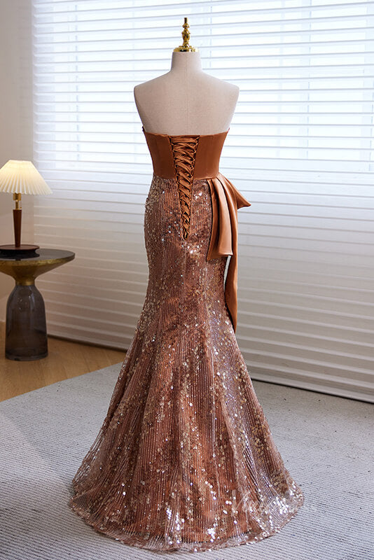 Elegant Sequin Mermaid Prom Dresses Strapless Evening Dress AD1060-prom dresses-Viniodress-Viniodress