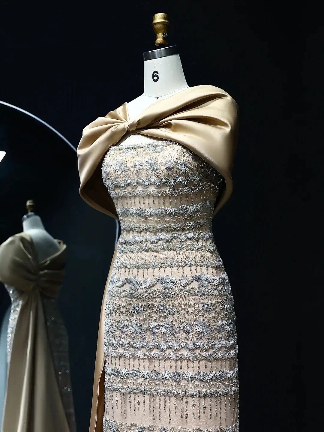 Elegant Sheath Prom Dresses Beaded Formal Dresses with Draped Train BD023-Evening Dresses 2025 -Viniodress-Light Green-US 2-