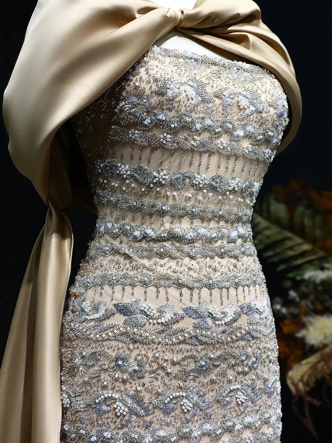 Elegant Sheath Prom Dresses Beaded Formal Dresses with Draped Train BD023-Evening Dresses 2025 -Viniodress-Light Green-US 2-