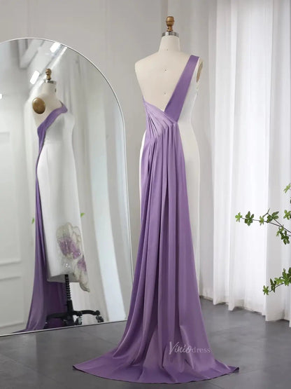 Elegant Sheath Prom Dresses Lavender Flower Wedding Dresses Overlay Train BD062-Evening Dresses 2025 -Viniodress-Lavender-US 2-