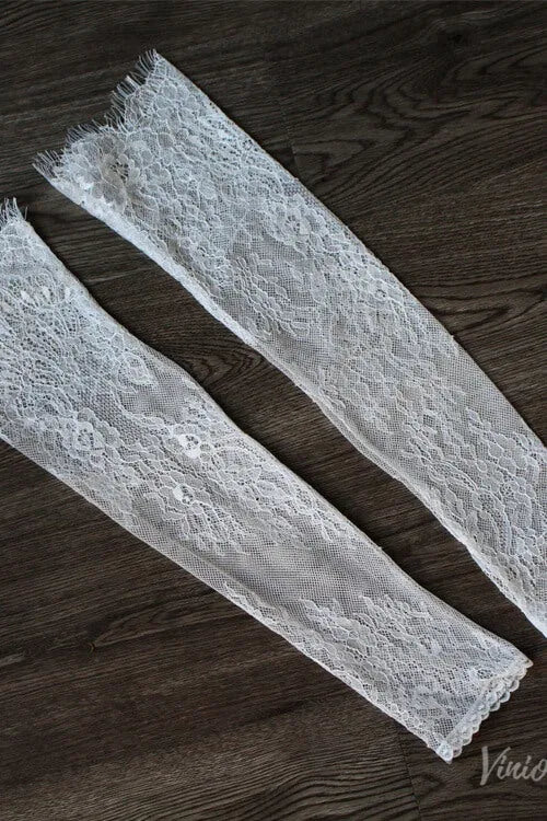 Elegant Sheer Lace Opera Bridal Gloves – Timeless Wedding Gloves WG103-Bridal Gloves 2026-Viniodress-Ivory-