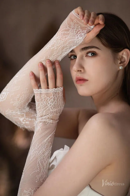 Elegant Sheer Lace Opera Bridal Gloves – Timeless Wedding Gloves WG103-Bridal Gloves 2026-Viniodress-Ivory-
