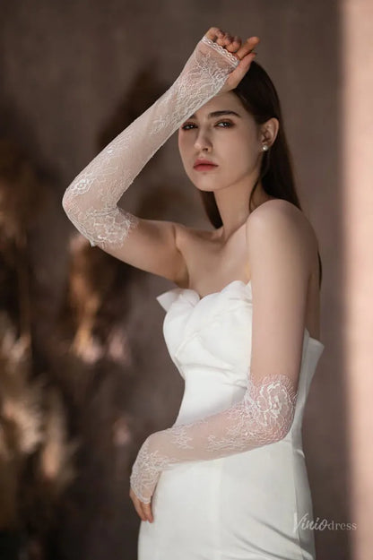 Elegant Sheer Lace Opera Bridal Gloves – Timeless Wedding Gloves WG103-Bridal Gloves 2026-Viniodress-Ivory-