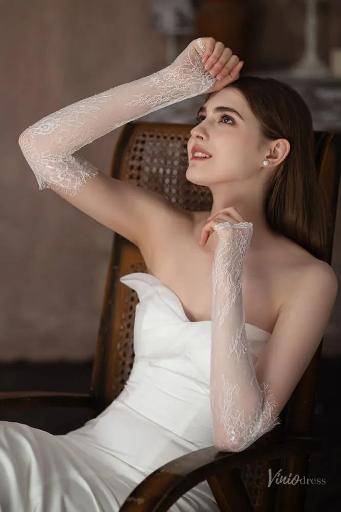 Elegant Sheer Lace Opera Bridal Gloves – Timeless Wedding Gloves WG103-Bridal Gloves 2026-Viniodress-Ivory-