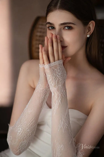 Elegant Sheer Lace Opera Bridal Gloves – Timeless Wedding Gloves WG103-Bridal Gloves 2026-Viniodress-Ivory-