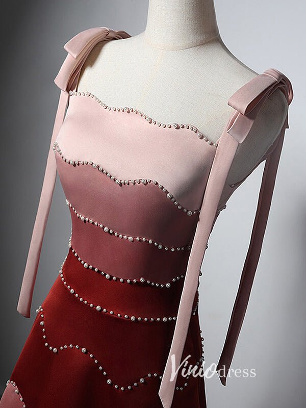 Elegant Splice Gradient Satin Prom Dress with Spaghetti Strap FD3537-prom dresses 2025 -Viniodress-Ombre-Custom Size-