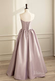 Elegant Strapless Satin Prom Dresses V-Neck Formal Gown AD1082-prom dresses-Viniodress-Viniodress