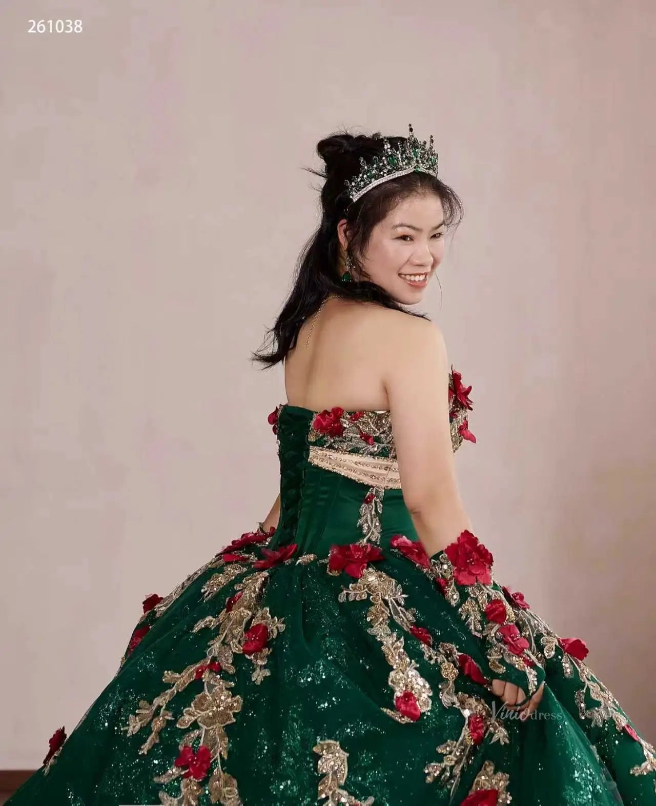 261038 80cm green wedding dress-Quinceanera Dresses 2026-Viniodress-Emerald-Custom Size – Add Measurements in Cart-