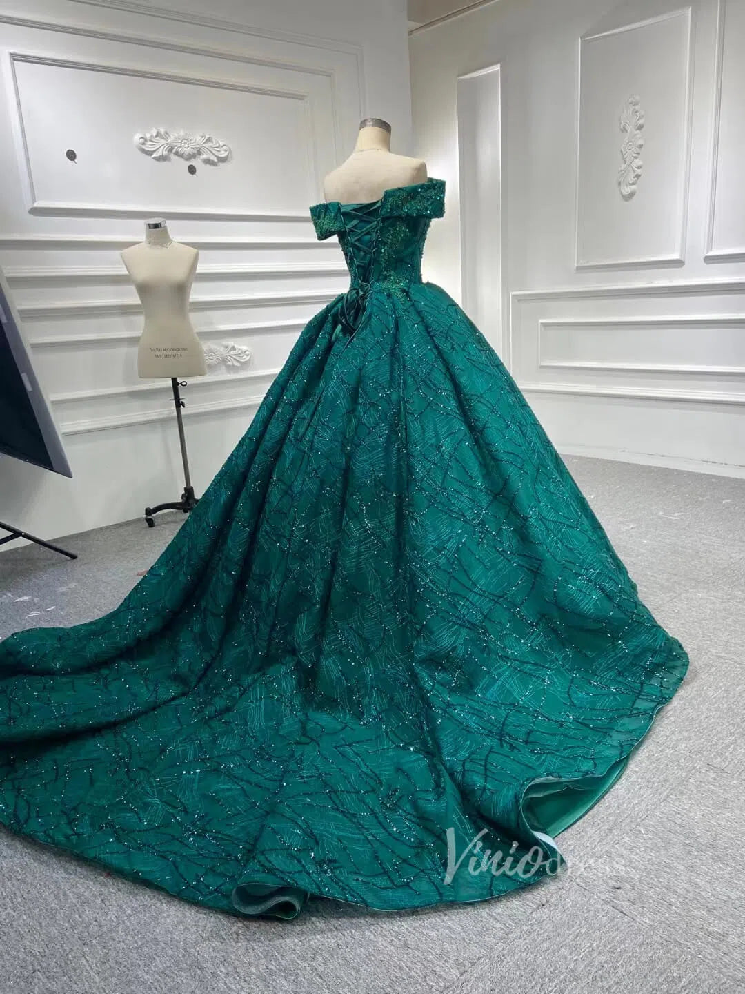 Emerald Green Ball Gown Quinceanera Dress 66844 viniodress-prom dresses 2025 -Viniodress-Emerald Green-Custom Size-