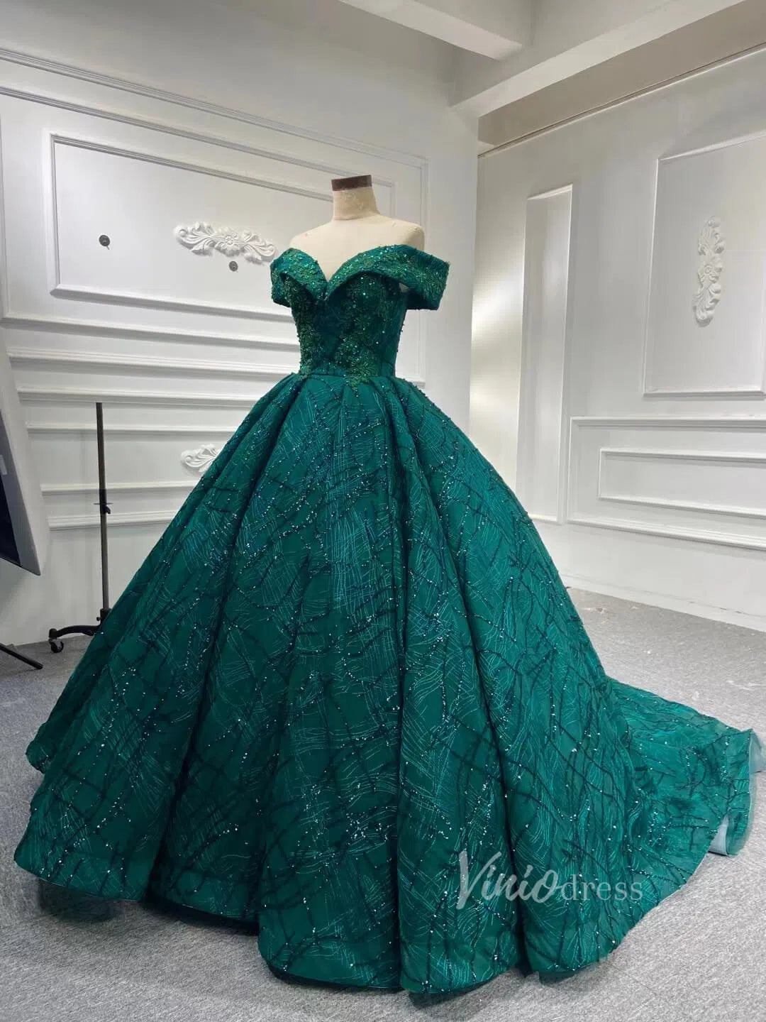 Emerald Green Ball Gown Quinceanera Dress 66844 viniodress-prom dresses 2025 -Viniodress-Emerald Green-Custom Size-