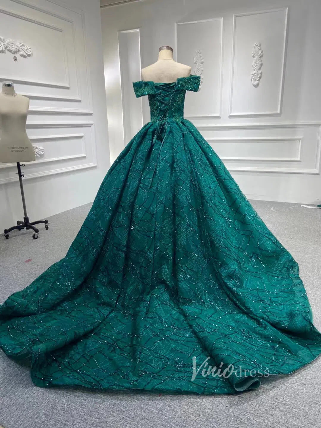 Emerald Green Ball Gown Quinceanera Dress 66844 viniodress-prom dresses 2025 -Viniodress-Emerald Green-Custom Size-