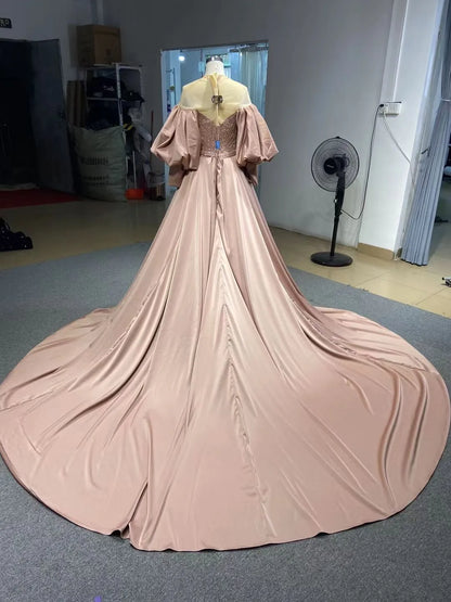 Emerald Green Beaded Satin Overskirt Prom Dresses Pageant Gown 67428-prom dresses 2025 -Viniodress-Emerald Green-Custom Size-