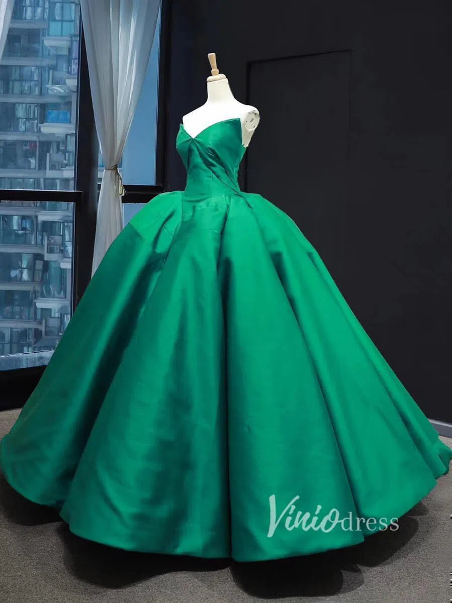 Emerald Green Celebrity Style Ball Gowns Strapless Prom Dresses FD1274 viniodress-prom dresses 2025 -Viniodress-Emerald Green-Custom Size-