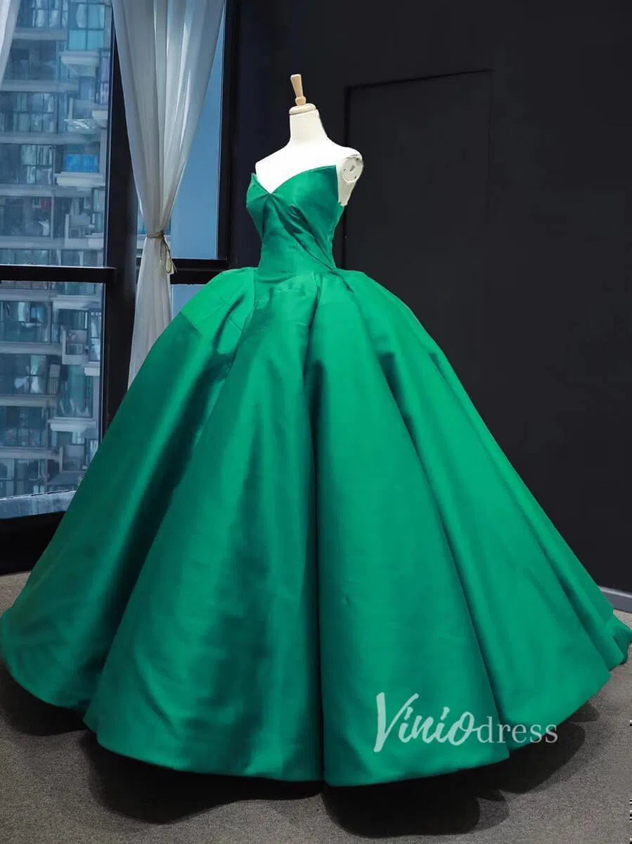 Prom Dress 2025 Emerald Green Celebrity Style Ball Gowns Strapless Prom Dresses FD1274 viniodress-unique prom dresses-Emerald Green-Custom Size-Viniodress