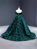 Emerald Green Floral Prom Dresses Vintage Lace Ball Gowns FD1145 viniodress-prom dresses-Viniodress-Viniodress