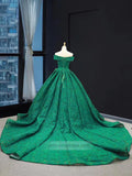 Emerald Green Lace Princess Prom Dresses Modest Ball Gowns FD1302 viniodress-prom dresses-Viniodress-Viniodress