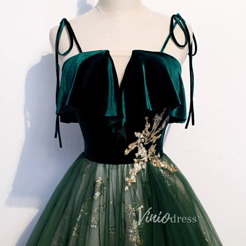 Emerald Green Long Prom Dresses Shiny Lace Formal Dress FD2626-prom dresses 2025 -Viniodress-Emerald Green-Custom Size-