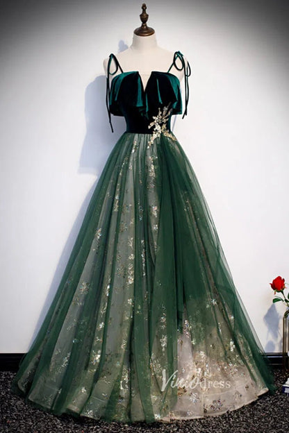 Emerald Green Long Prom Dresses Shiny Lace Formal Dress FD2626-prom dresses 2025 -Viniodress-Emerald Green-Custom Size-