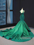 Emerald Green Mermaid Prom Dresses Lace Pageant Dress FD1389 viniodress-prom dresses-Viniodress-Viniodress