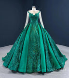 Quinceanera Dresses 2025 Emerald Green Quince Dress Long Sleeve Princess Ball Gown FD2454 viniodress-plus size wedding dresses Viniodress-Emerald Green-Custom Size-