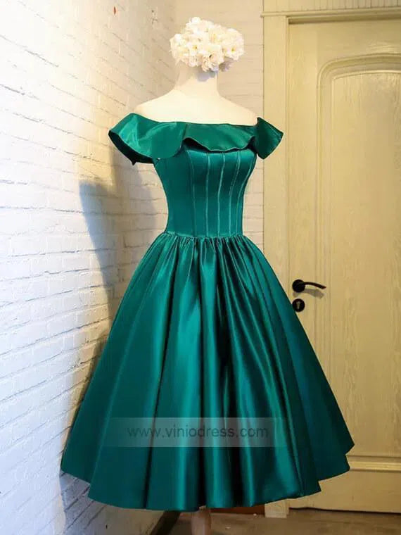 Short Prom Dresses 2025 Emerald Green Satin Homecoming Dresses SD1079-homecoming dresses-Viniodress-Emerald Green-Custom Size-Viniodress