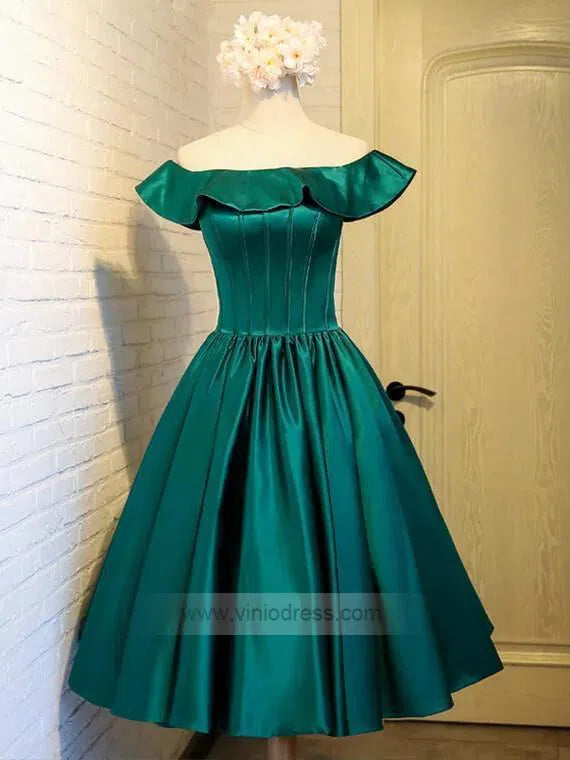 Short Prom Dresses 2025 Emerald Green Satin Homecoming Dresses SD1079-homecoming dresses-Viniodress-Emerald Green-Custom Size-Viniodress