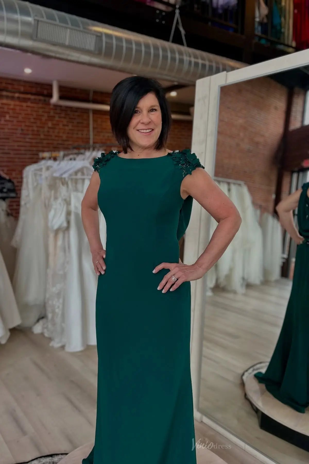 Emerald Green Cap Sleeve Sheath Mother of the Bride Dress MM013 Viniodress Emerald Green Cap Sleeve Sheath Mother of the Bride Dress MM013 Viniodress
