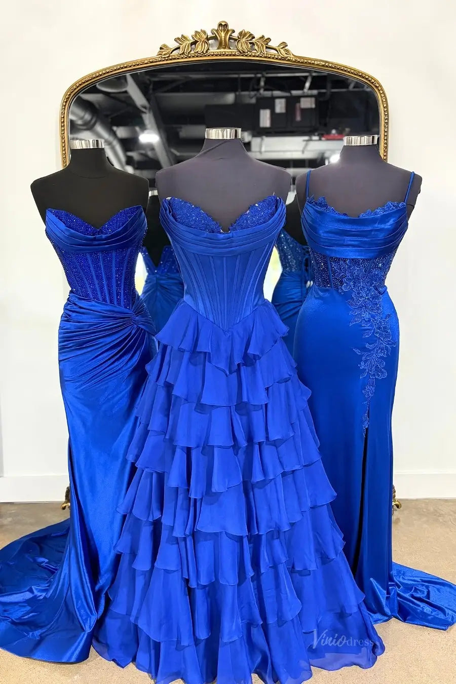 Emerald Green Strapless Corset Prom Dress with Tiered Ruffle Skirt & S –  Viniodress