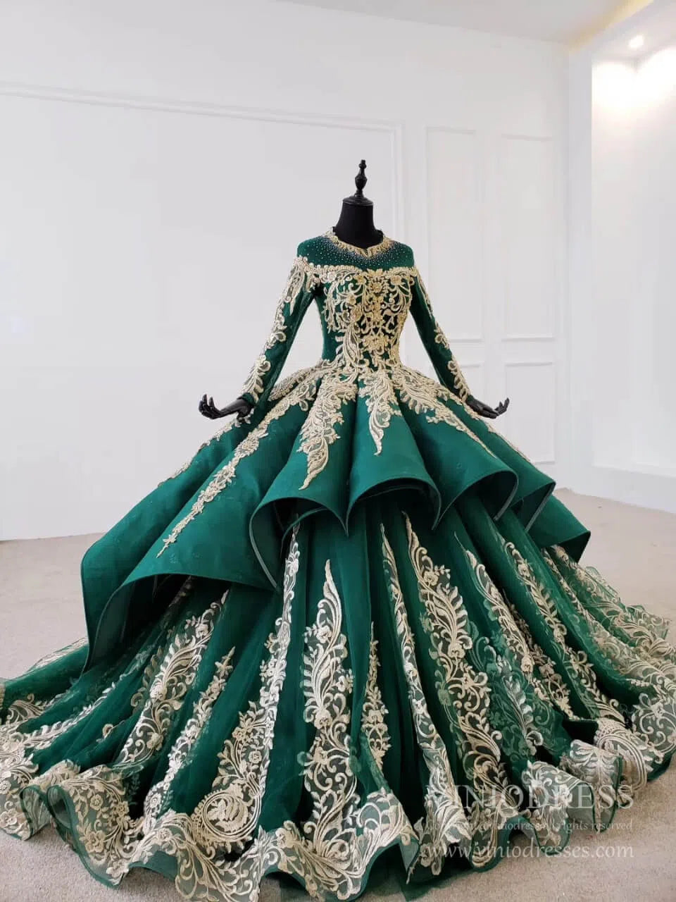 Emerald Green Wedding Dresses Muslim Formal Dress FD2150-prom dresses 2025 -Viniodress-As Picture-Custom Size-